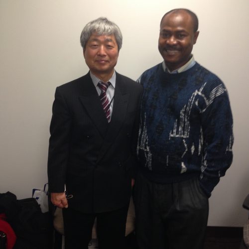 Visiting Prof. Hatori of Keio University, Japan at CMPI office in NYC. Dr. Uchenna Ekwo, CMPI President received him and shared ideas. Prof Hatori was at CMPI to assess the performance of his student Hiroto Sawada who is currently doing his internship at CMPI in New York