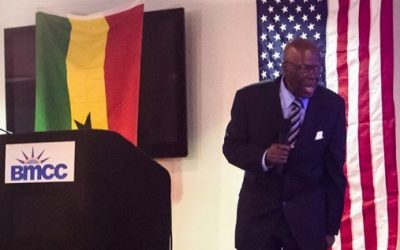 Prof. Humphrey Nwosu at a  Public Lecture hosted by Center for Media & Peace Initiatives and Africa Students Union, Borough of Manhattan Community College, City University of New York